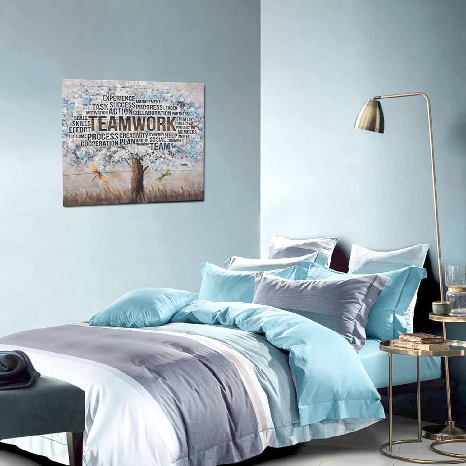 Drawpro Arte de pared inspirador de árbol de trabajo en equipo para oficina, citas motivacionales, decoración de pared, decoración inspiradora de