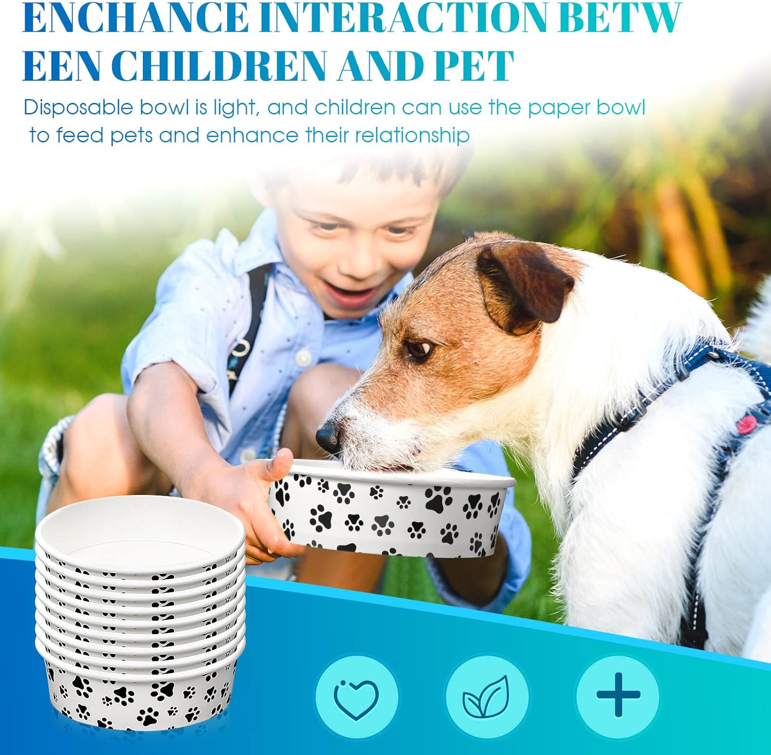 30 cuencos desechables para perros pequeños con platos impresos para perros pequeños, cuencos de comida para mascotas, cuencos de viaje para