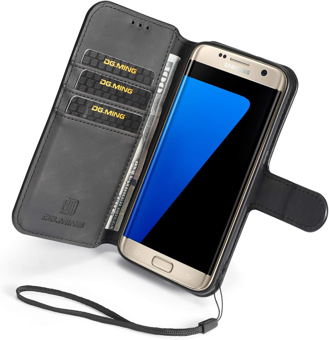 UEEBAI Funda de cuero PU para Samsung Galaxy S7, Vintage Retro Premium Wallet Flip Cover TPU Inner Shell Ranuras para tarjetas Cierre magnético