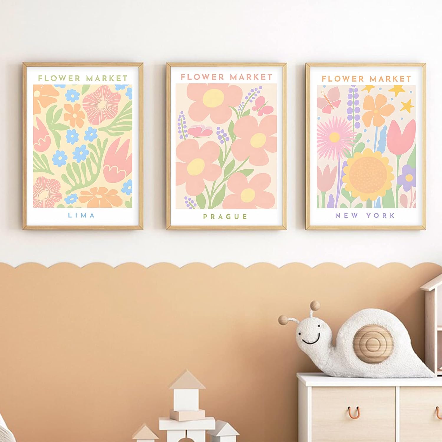 Póster estético del mercado de flores, póster estético en colores pastel danés, impresiones de galería rosa, pinturas de mercado de flores, póster