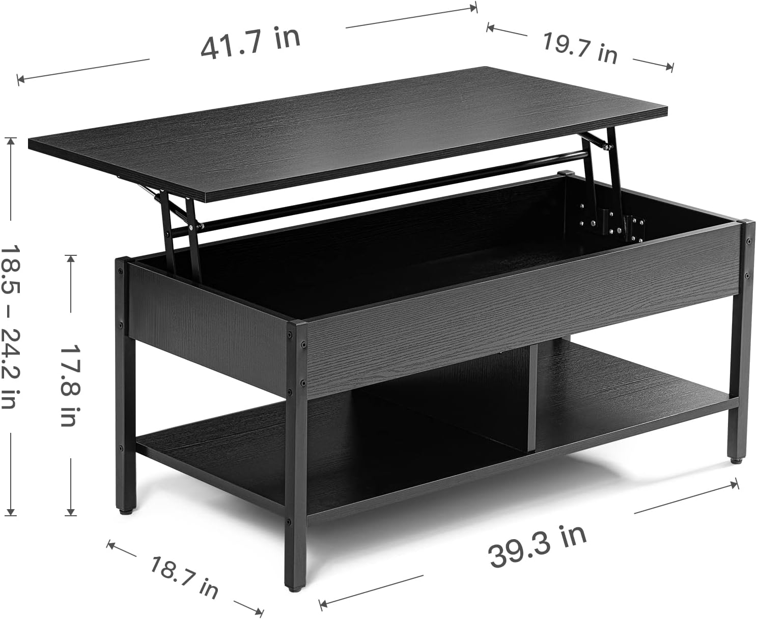 Vibe & Dine Mesa de centro elevable con compartimento oculto y estante de almacenamiento, mesa central de madera para sala de estar, oficina, sala