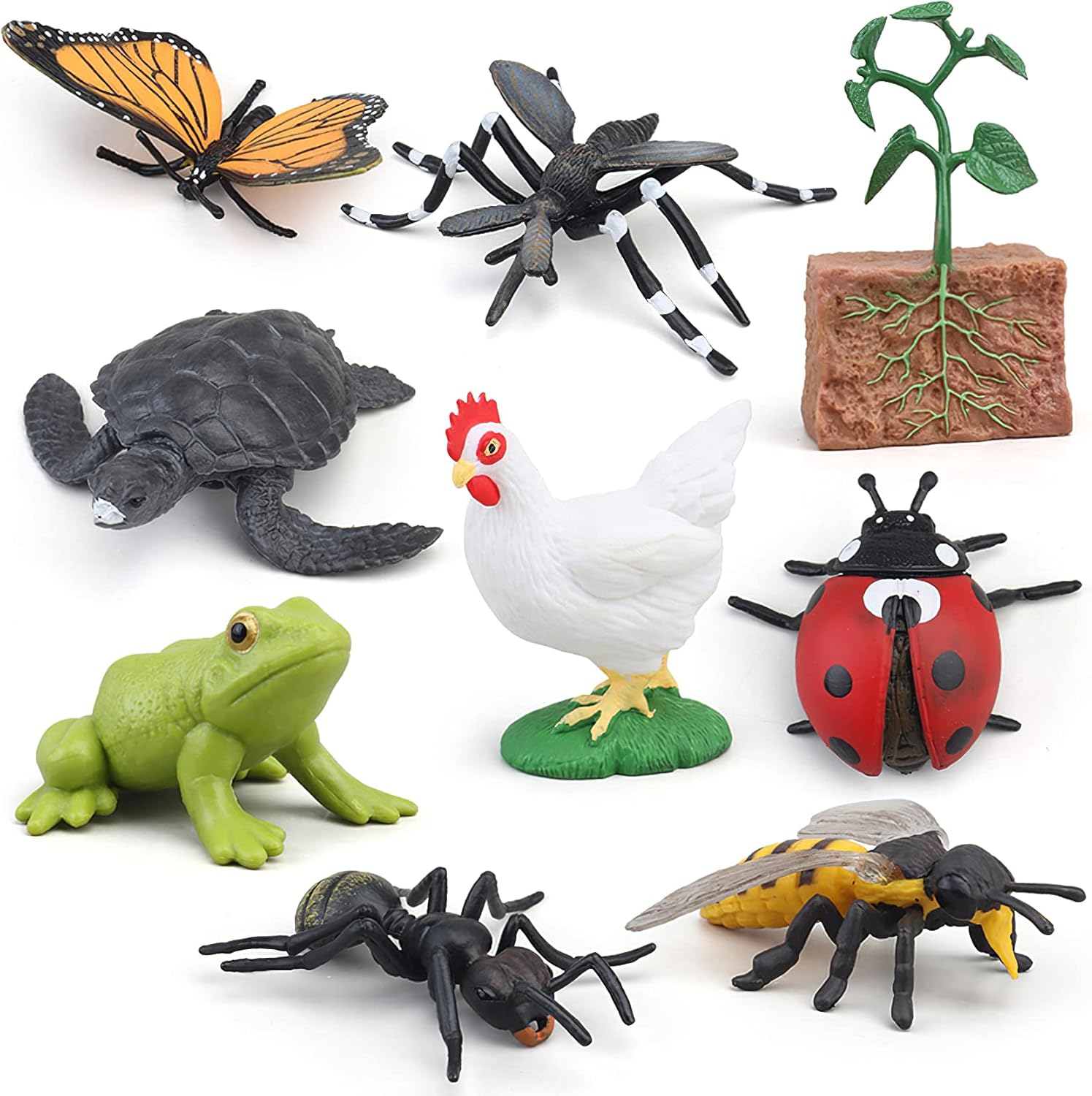 Ciclo de vida de abeja Montessori con tarjetas flash, figuras de animales realistas, juego educativo de animales a juego para niños pequeños de 3