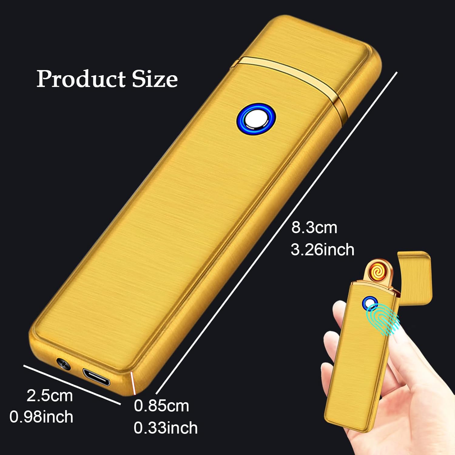 Encendedor electrónico, encendedor inteligente recargable por USB, encendedor eléctrico fresco, portátil, de doble cara, resistente al viento, sin
