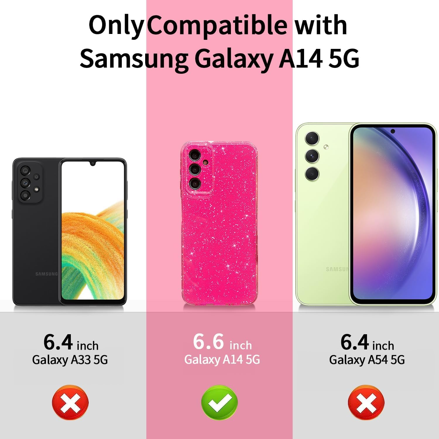 MINSCOSE Funda compatible con Samsung Galaxy A14 5G, bonita funda delgada con purpurina fina, a prueba de golpes, de TPU para mujeres y niñas, para