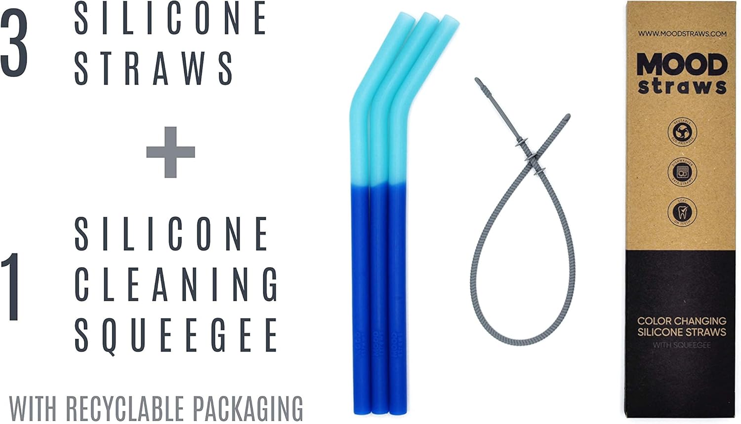 Pajitas reutilizables de silicona, cambio de color, además de limpiacristales. Ecológico y libre de BPA. Flexible e ideal para vasosYETI y niños.