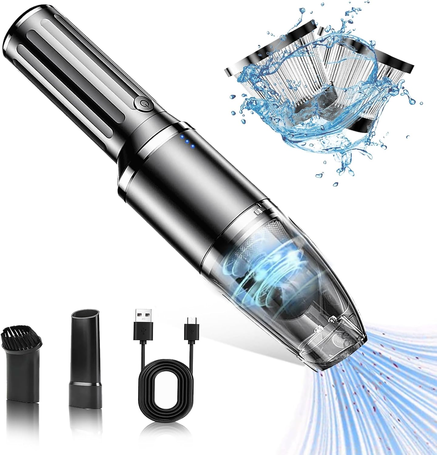 Aspirador portátil de mano para automóvil, 120 W, succión inalámbrica, aspiradora húmeda y seca para detalles de automóvil, viajes, caravana, cámper