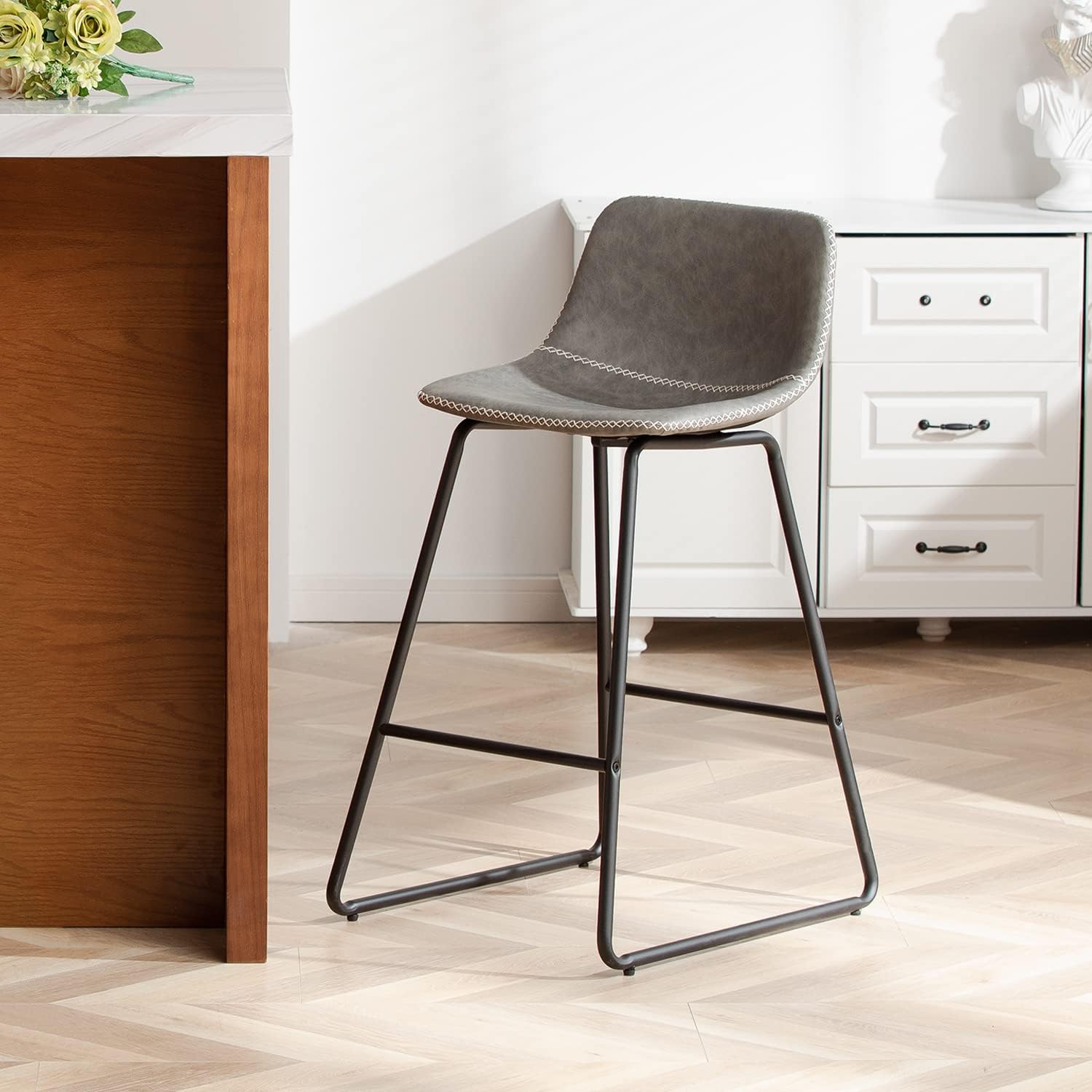 HeuGah Juego de 1 taburetes de bar con altura de mostrador, taburetes de bar modernos para isla de cocina, taburetes de bar de 26 pulgadas de altura