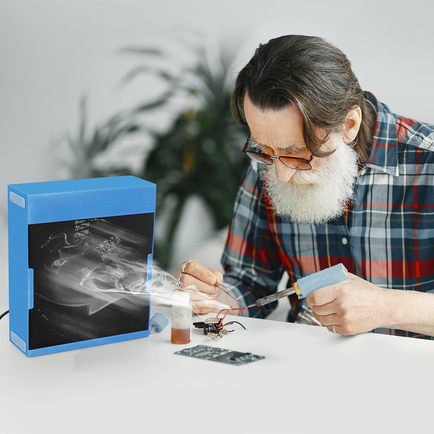 Extractor de humo de soldadura, extractor de humos, absorbente de prevención de humo, ventilador de trabajo de soldadura de 12 V con 5 filtros de