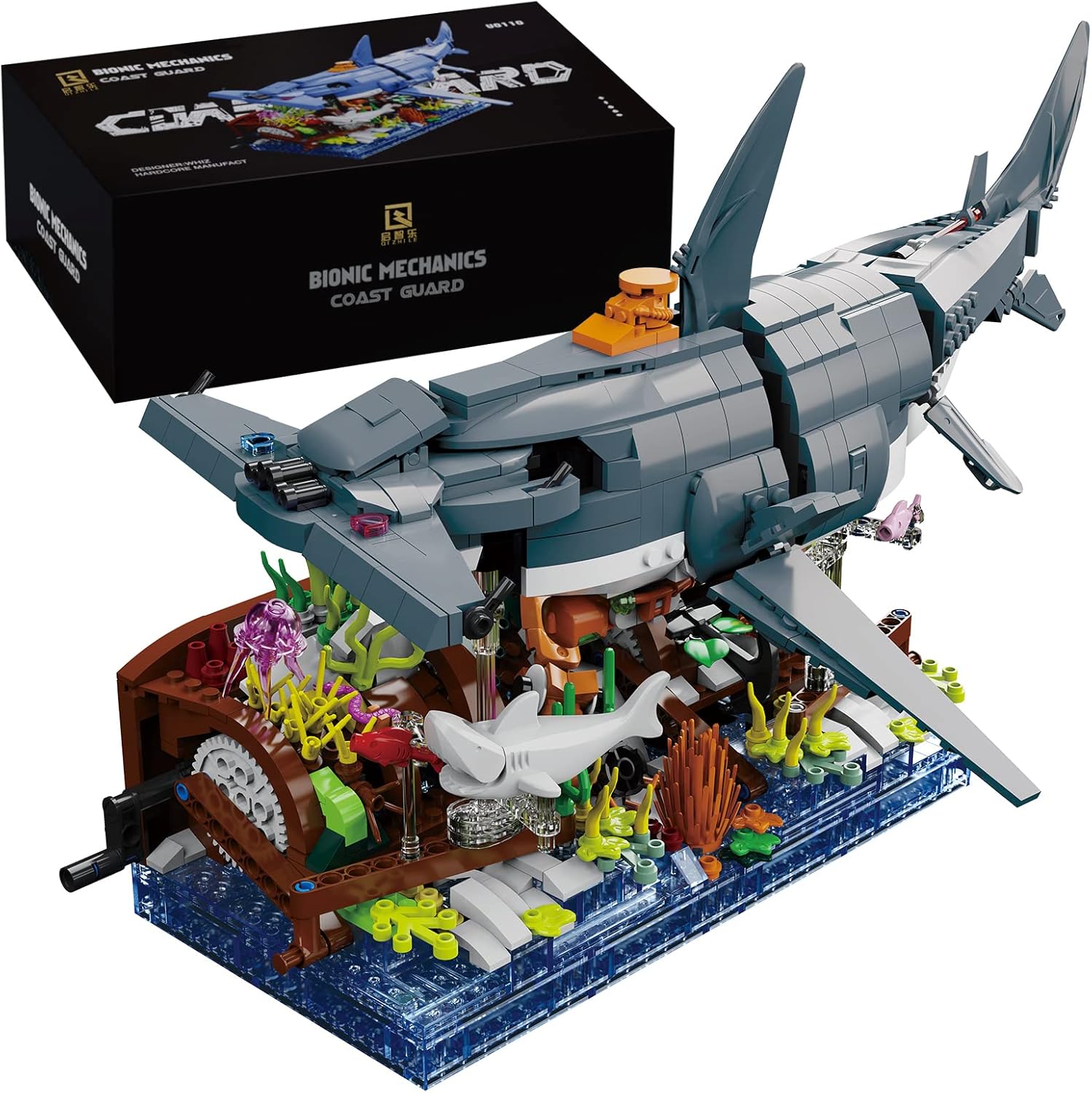 Deep Sea Creatures Hammerhead Shark Kit de bloques de construcción de 1141 piezas. Este juego de bloques de construcción de animales marinos se