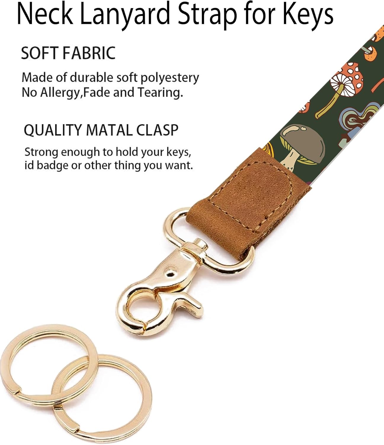NUGGHU Cordones para llaves, llavero largo duradero para mujeres y hombres, lindo cordón para el cuello para soporte de tarjetas de identificación,