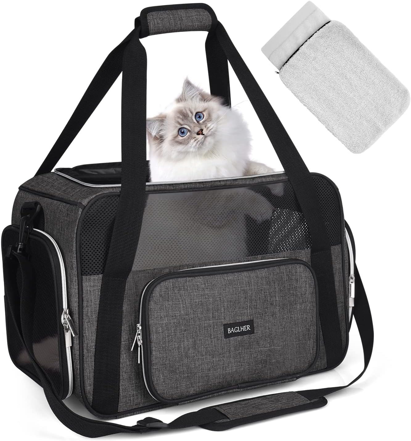 BAGLHER Transportador de viaje para mascotas, transportador de perros para gatos pequeños y medianos, perros, cachorros, aprobado por aerolíneas,