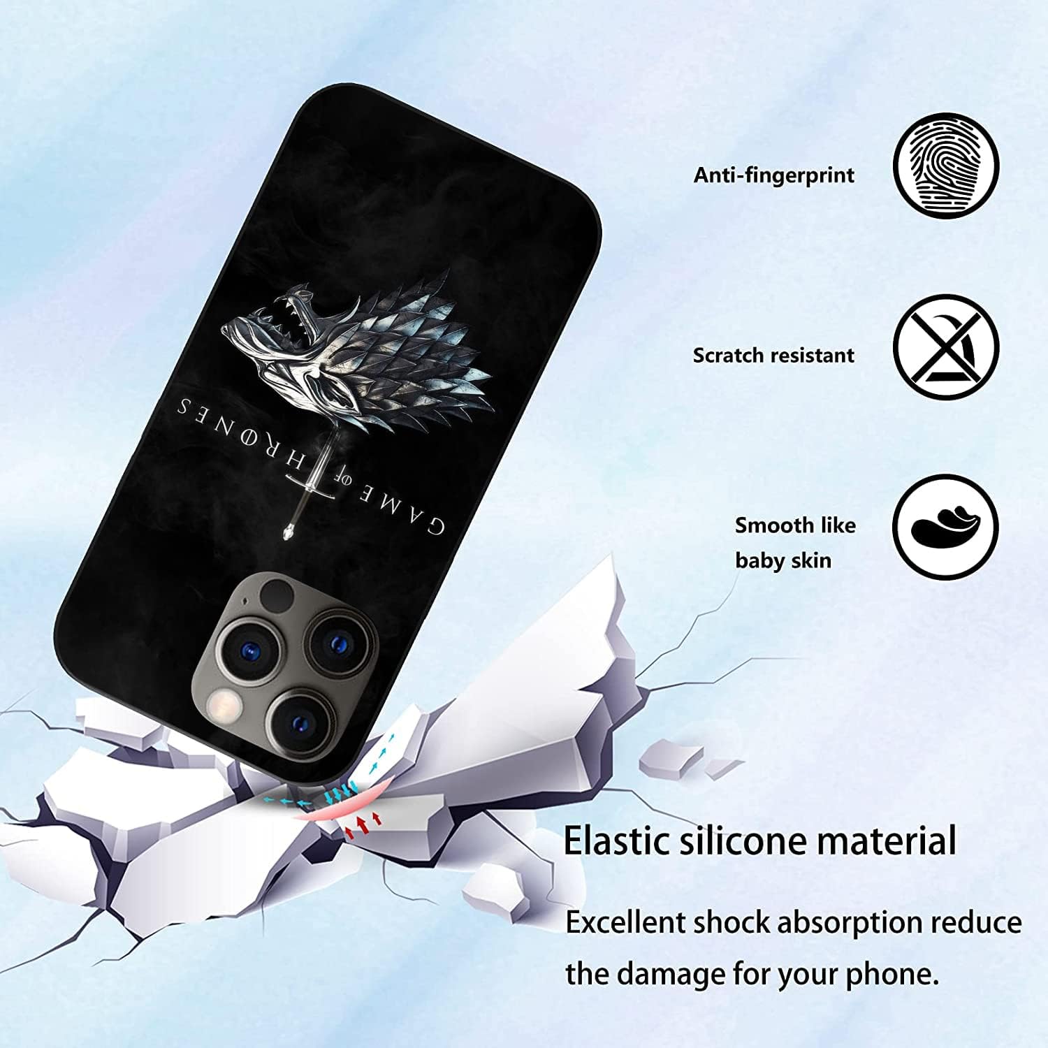 Funda compatible con iPhone 14 Pro Max, a prueba de golpes, hermosos patrones clásicos, elegante funda de TPU (Game-Fantasy-Thrones-2)