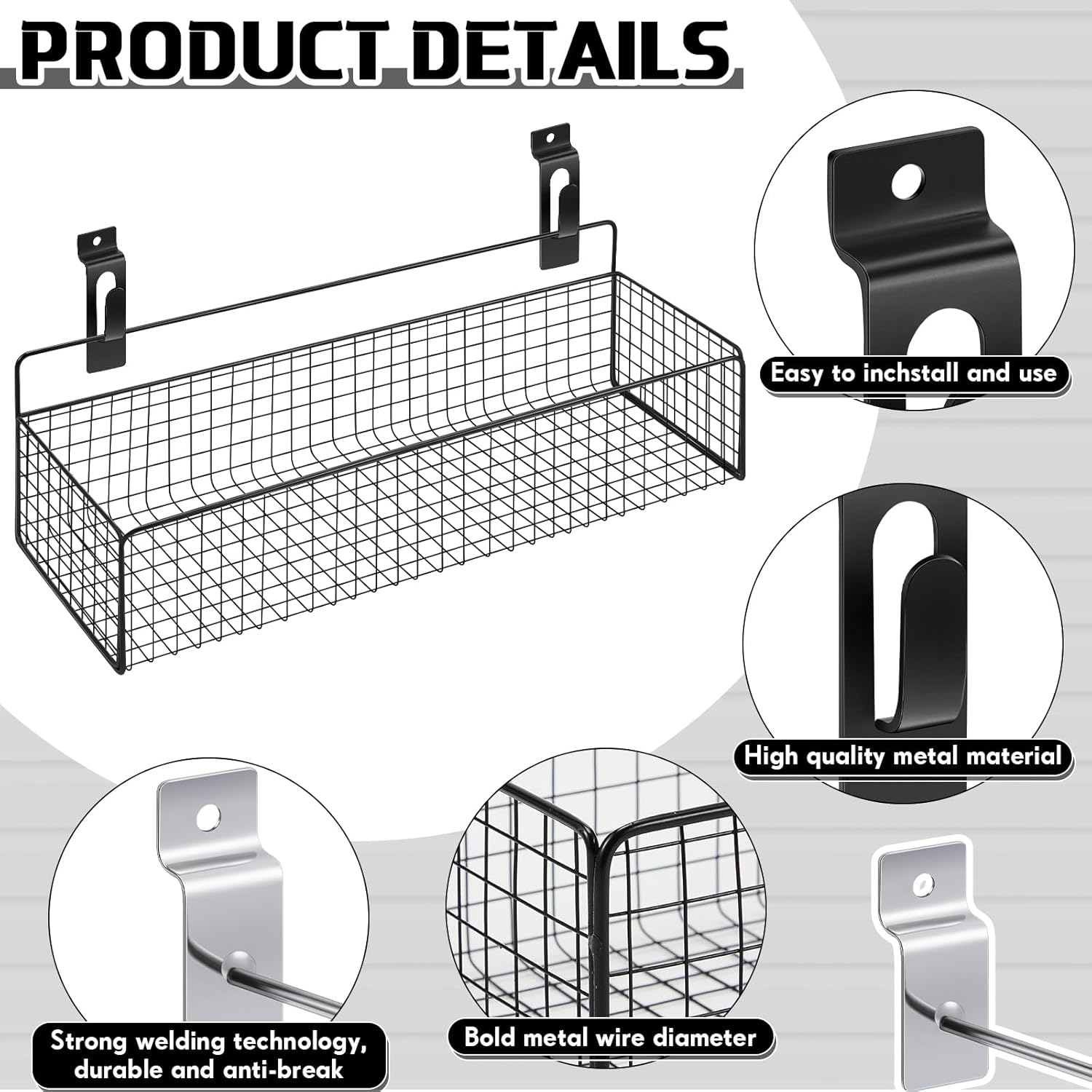 Uiifan Slatwall – Juego de accesorios de metal para colgar con gancho para placa de metal, 10 unidades, gancho de alambre ventilado para paneles de