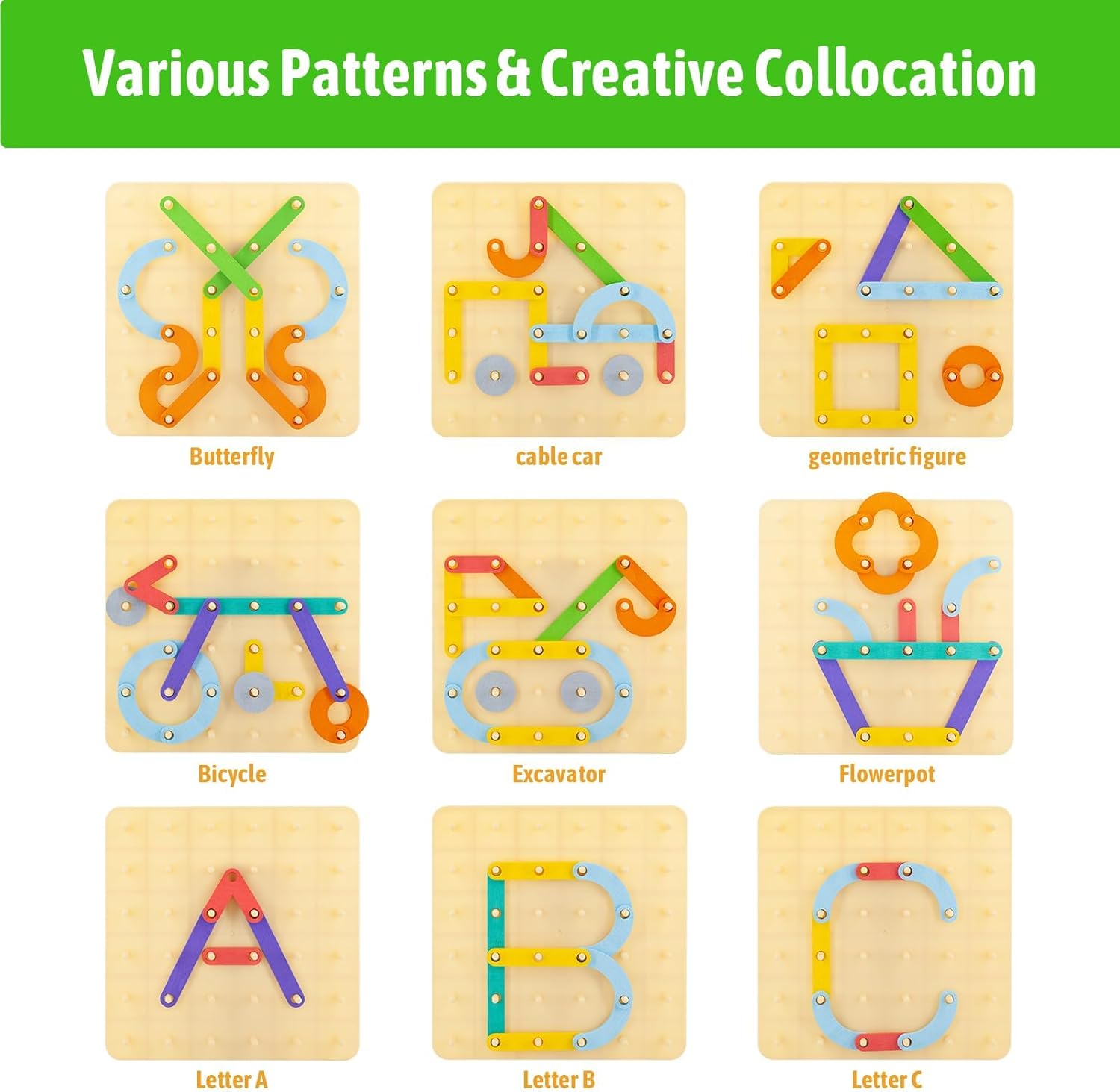 Juguetes Montessori, rompecabezas con formas de letras y números, juguetes de construcción, 35 piezas de madera para educación preescolar, juego de