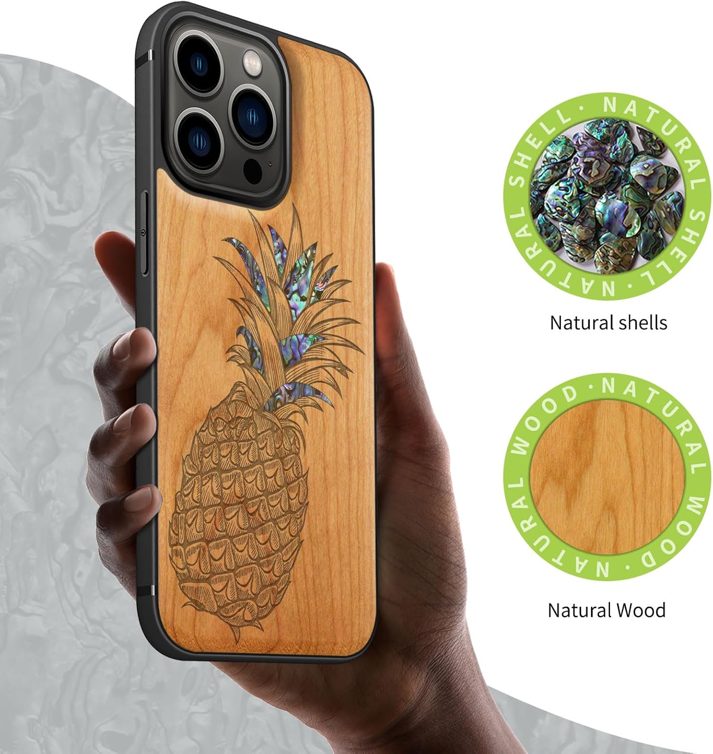 Carveit Funda protectora de madera de diseñador para iPhone 13 Pro (grabado de madera e incrustaciones de carcasa) compatible con 13 Pro MagSafe