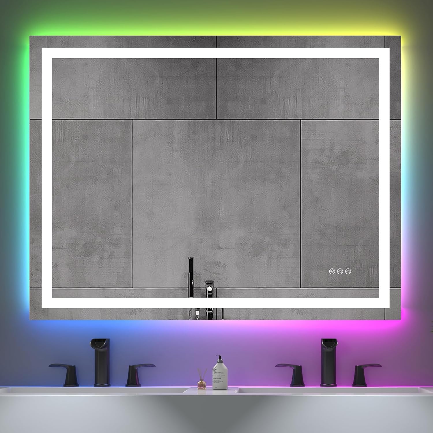 JONKEAN Espejo de baño LED de 48 x 36 pulgadas con luces, espejo LED antivaho montado en la pared para baño, espejos de baño rectangulares con