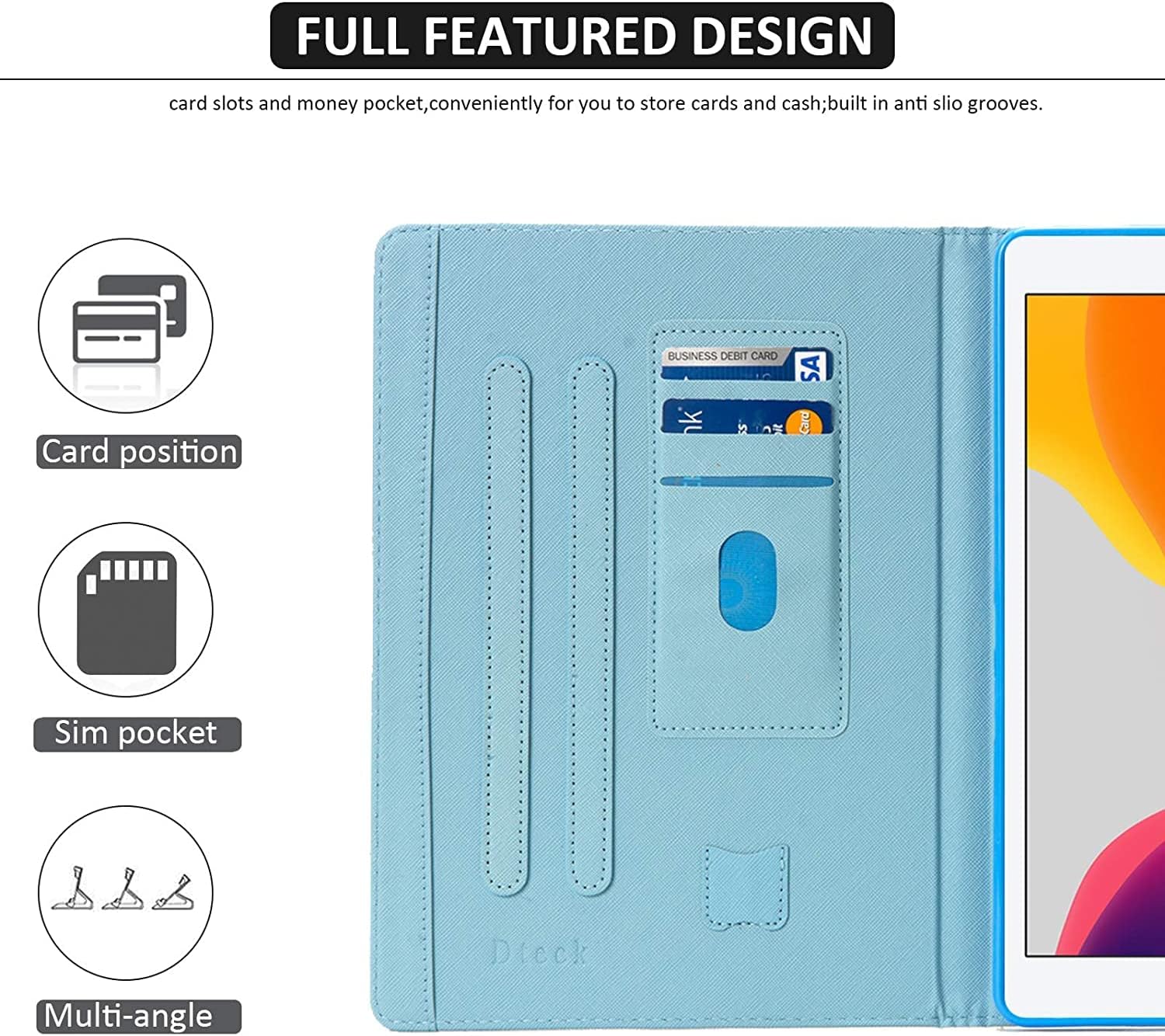 Dteck – Funda para iPad Mini 2, iPad Mini 3, cuero sintético, función atril, función de encendido y apagado automático, Apple iPad Mini 321