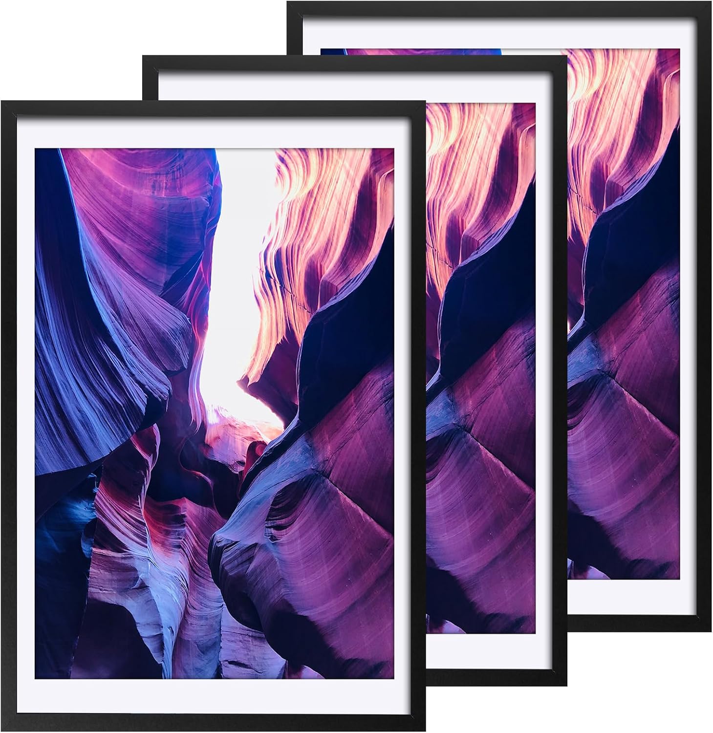 TWING Marcos para póster de 24 x 36 pulgadas, juego de 3, para exhibir imágenes de 20 x 30 pulgadas con paspartú o de 24 x 36 pulgadas sin paspartú,
