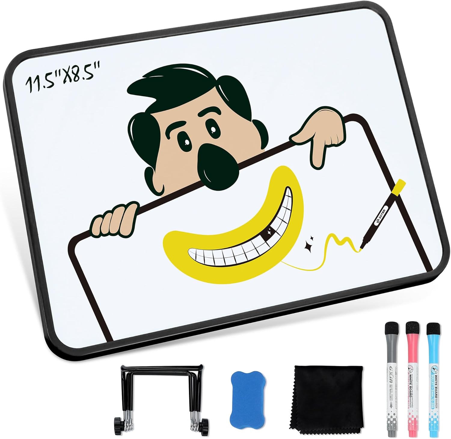 SOTER Pizarra blanca pequeña de borrado en seco, portátil de doble cara para dibujo de viaje, mini pizarra blanca para estudiantes, profesores,