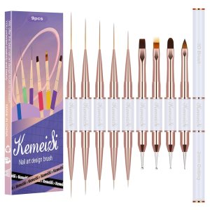 Juego de 9 pinceles para arte de uñas, 9 piezas de pincel acrílico de doble punta para uñas de esmalte de gel, herramientas de diseño de uñas para Juego de 9 pinceles para arte de uñas, 9 piezas de pincel acrílico de doble punta para uñas de esmalte de gel, herramientas de diseño de uñas para