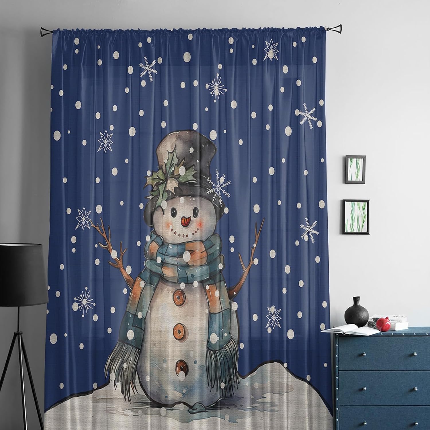 Shabby Chic – Cortinas de gasa con bolsillo para barra de 45 pulgadas de largo, cortinas de gasa semitransparentes con bolsillo para barra, cortinas