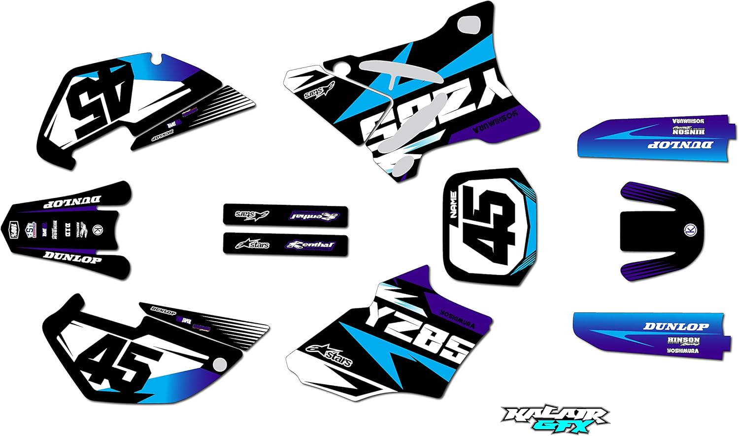 Kit de gráficos para Yamaha YZ85 (2002-2014) Serie División Azul Púrpura 9 Mil-Dirt pit bike motocicleta pegatinas, dirtbike racing calcomanía