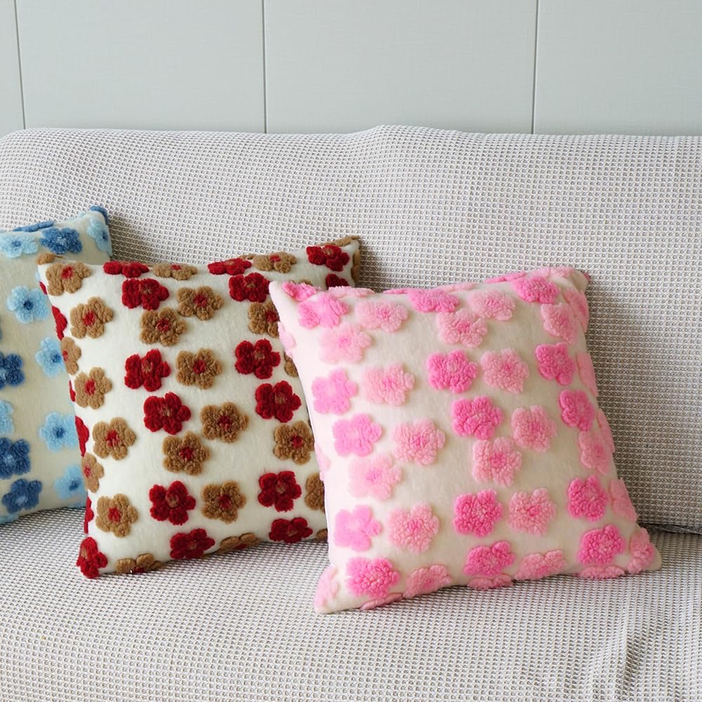 YDBDAT Paquete de 2 fundas de almohada decorativas florales de otoño de 18 x 18 pulgadas, fundas cuadradas de almohada bohemias de felpa suave de