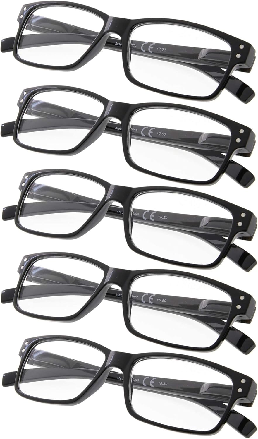 Gr8Sight Gafas de lectura, paquete de 5 bisagras de resorte para mujeres y hombres, lectores color negro sin fuerza