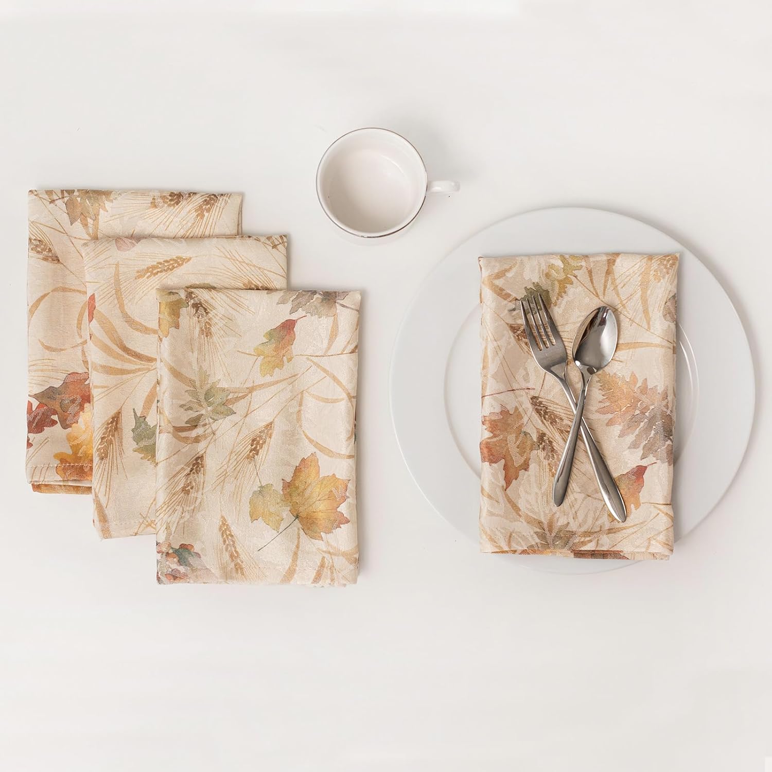 Benson Mills Servilletas de tela con estampado jacquard de otoño para otoño, cosecha y mantel de Acción de Gracias (servilletas de 18 x 18 pulgadas,