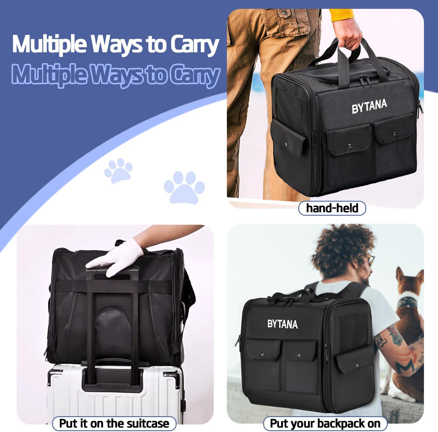 Mochila transportadora para gatos y perros, cachorros, con capacidad para hasta 18 libras, mochila para perros, mochilas para gatos para llevar