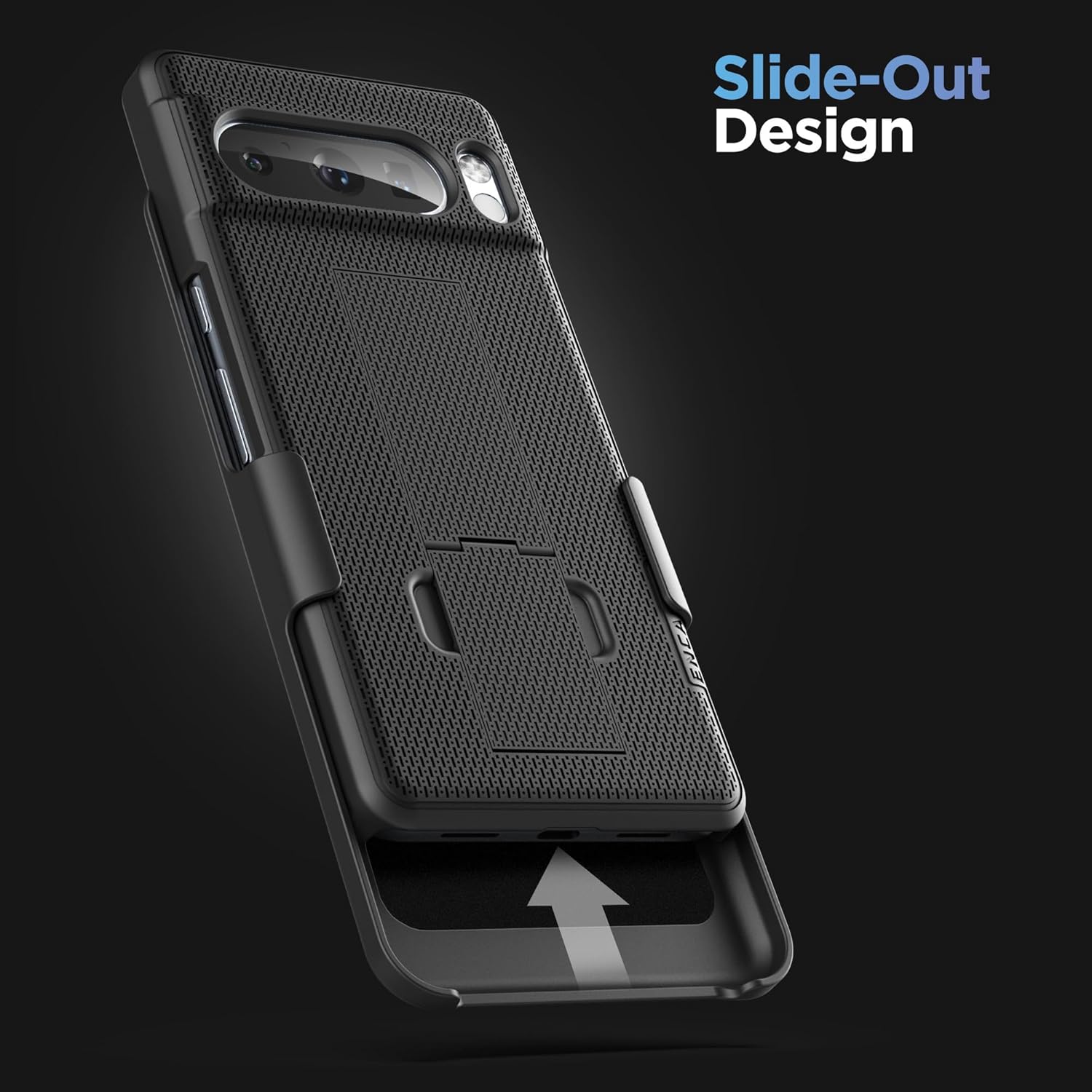 DuraClip – Funda para cinturón para Google Pixel 8 Pro con clip de funda y soporte para teléfono, color negro