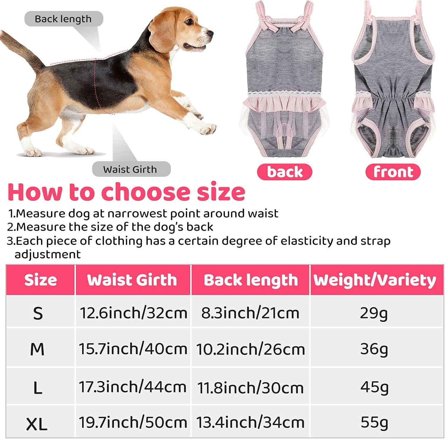 Frienda 3 pañales para perro, sanitario para perro con correa ajustable, pantalones con tirantes para hembra, perra, peluche, joven, corgi, bulldog