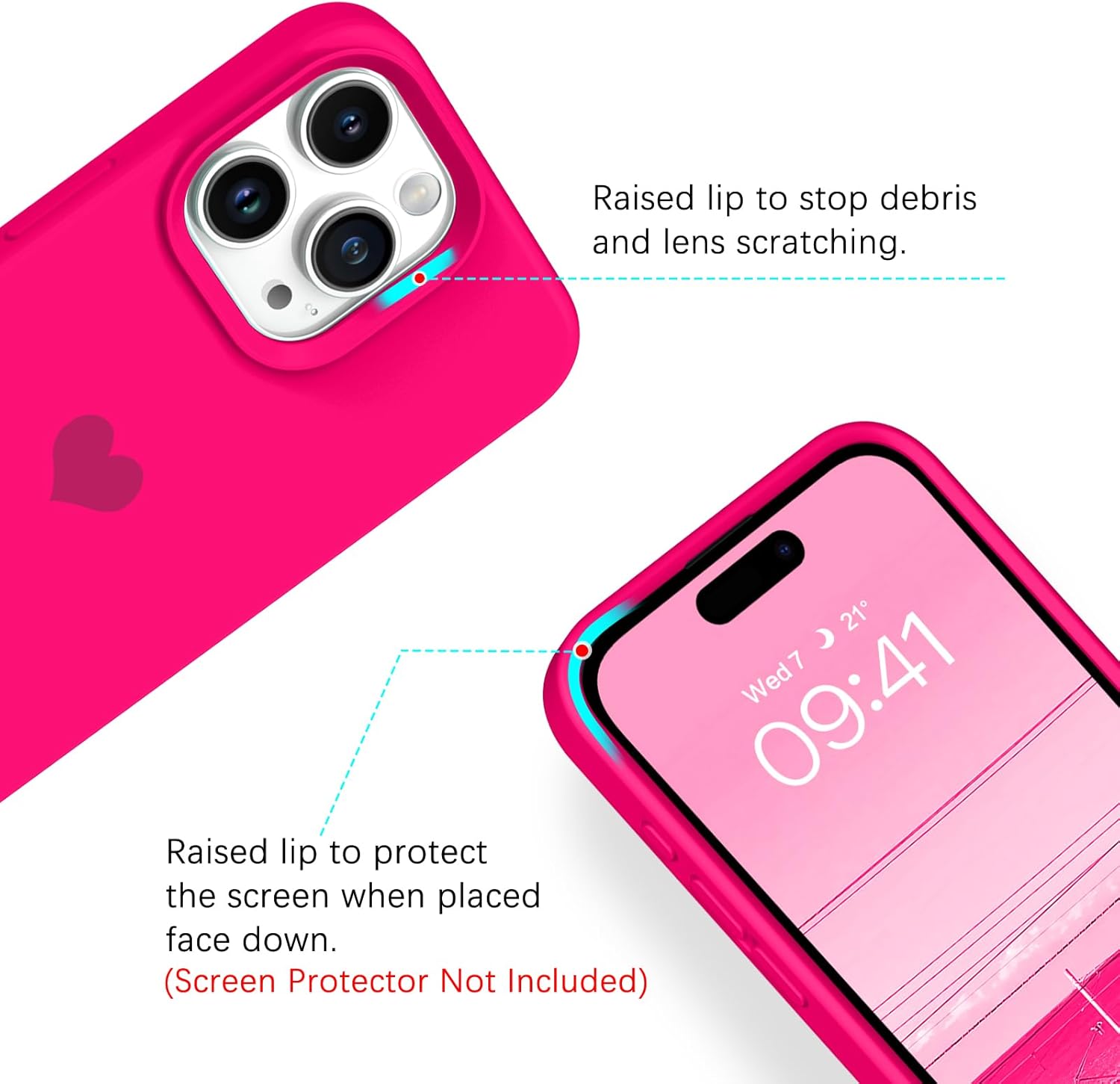 BENTOBEN Funda compatible con iPhone 15 Pro, ajuste delgado, bonito diseño de corazón, silicona suave, goma de gel, a prueba de golpes, forro de