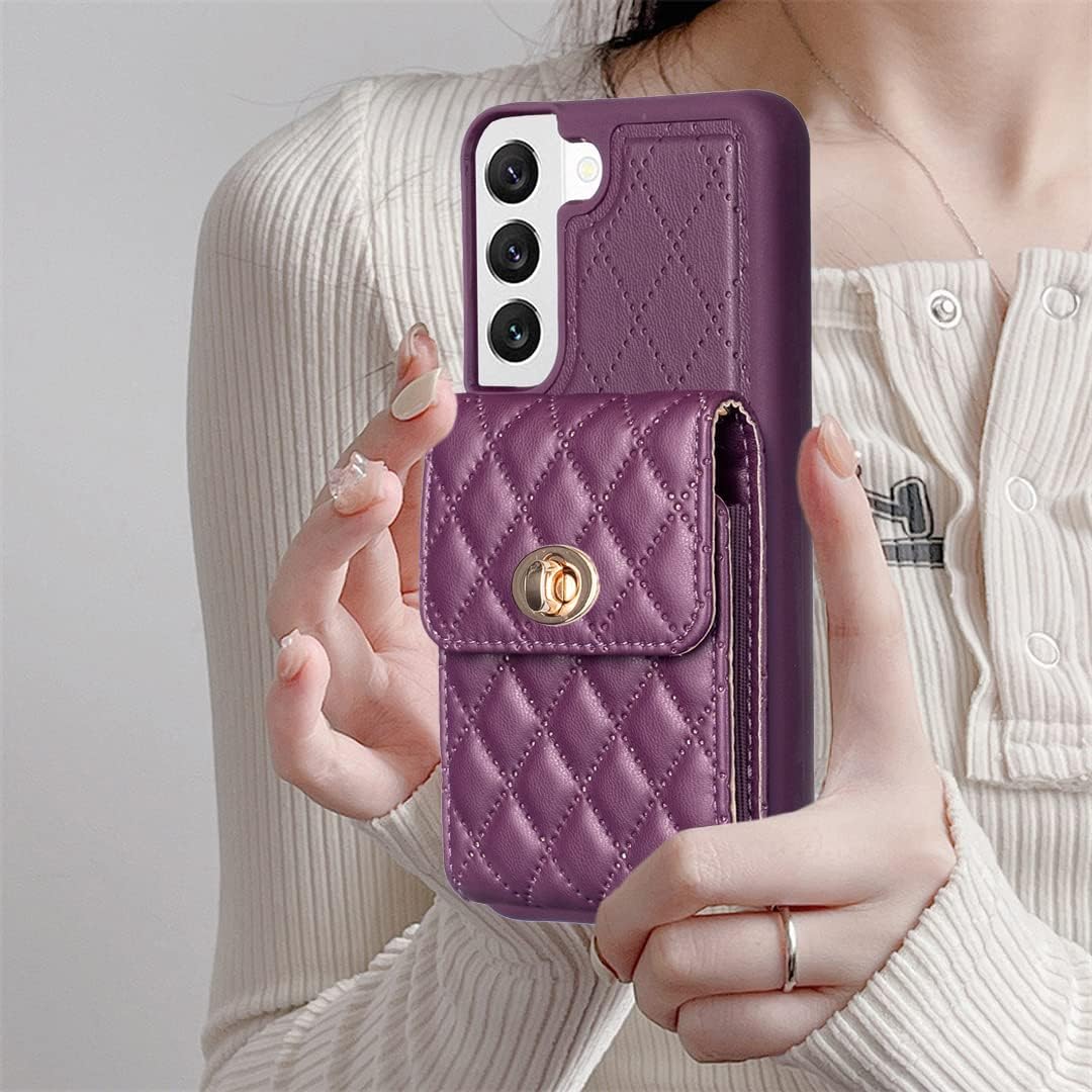 Asuwish Funda de teléfono para Samsung Galaxy S22 5G Funda tipo cartera con ranura para tarjeta de crédito, correa cruzada para el hombro, cordón