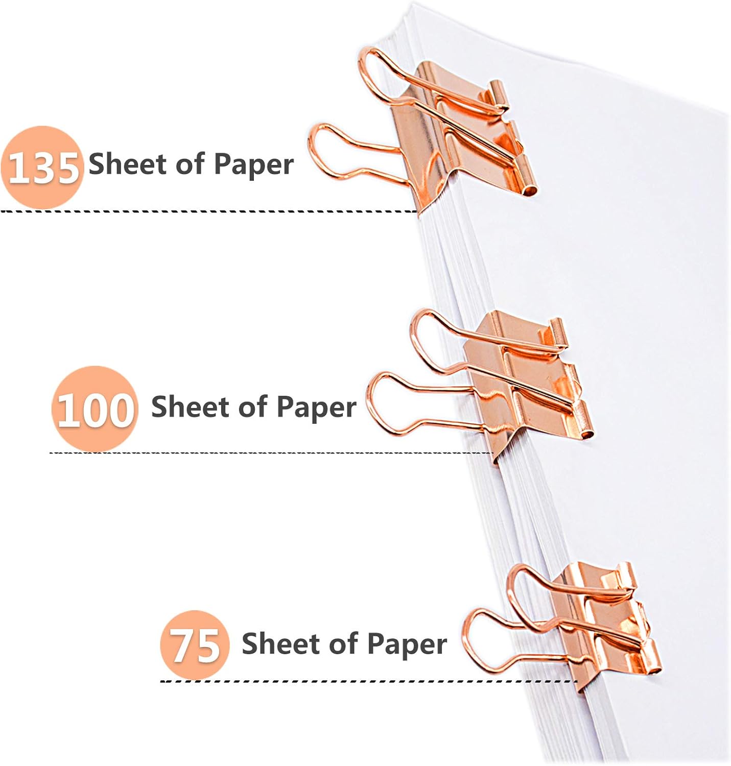 Clips para carpeta, juego de abrazaderas de papel, varios tamaños (pequeño, mediano, grande) para oficina, escuela y suministros para el hogar (oro