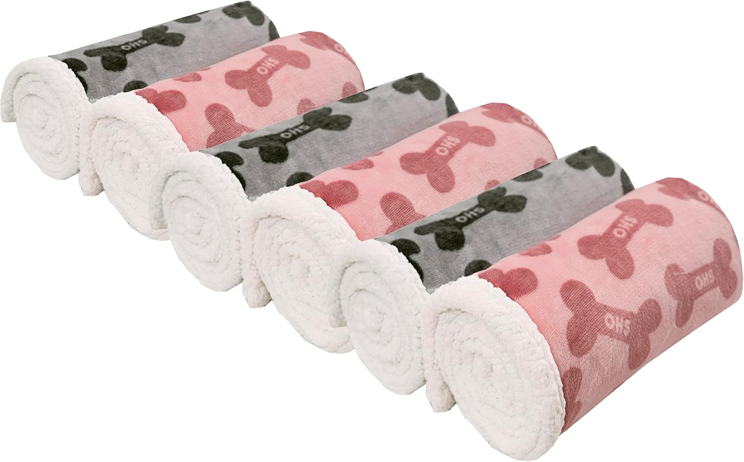 Dog Blankets 6 Pack Flannel Fleece Sherpa Puppy Throw Blankets Bulk 30×43 Inch Warm Sleeping Ultra Soft Bone Printed Plush Fluffy Paw Mat for Pet