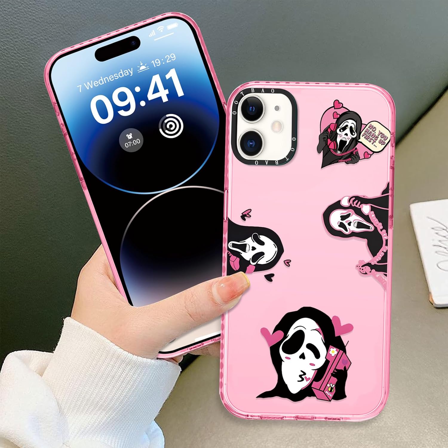 Funda transparente para iPhone 11, funda transparente de 6.1 pulgadas, estampado de grito de película de terror, diseño único, fundas rosas, funda