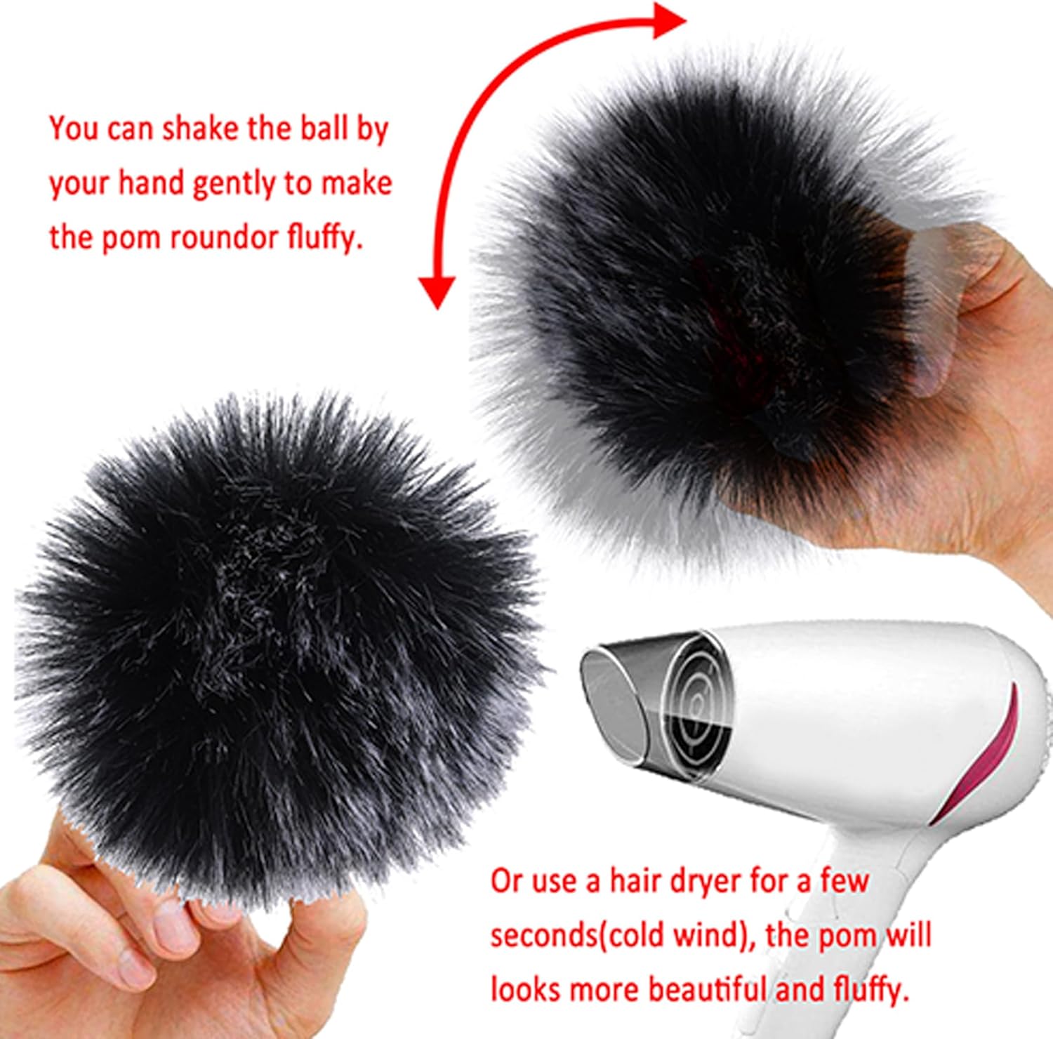 SIQUK 56 pompones de piel sintética de zorro con lazo elástico para sombreros, bufandas, guantes, bolsas, accesorios (color suave)