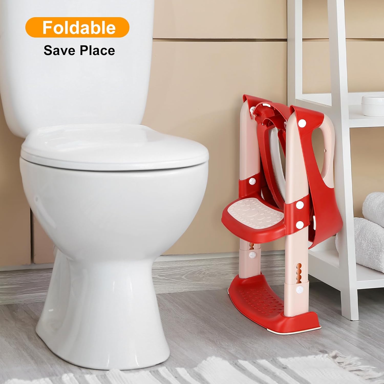 Asiento de inodoro de entrenamiento para ir al baño con escalera, inodoro de entrenamiento para ir al baño para niños y niñas, altura ajustable,