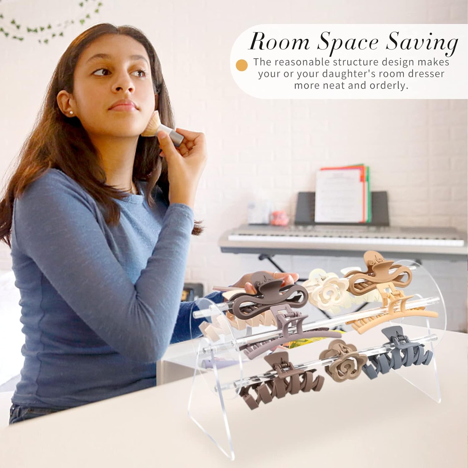 Soporte organizador de clip de garra de acrílico, soporte giratorio de 360 grados y almacenamiento, organizador de clips para el cabello, soporte