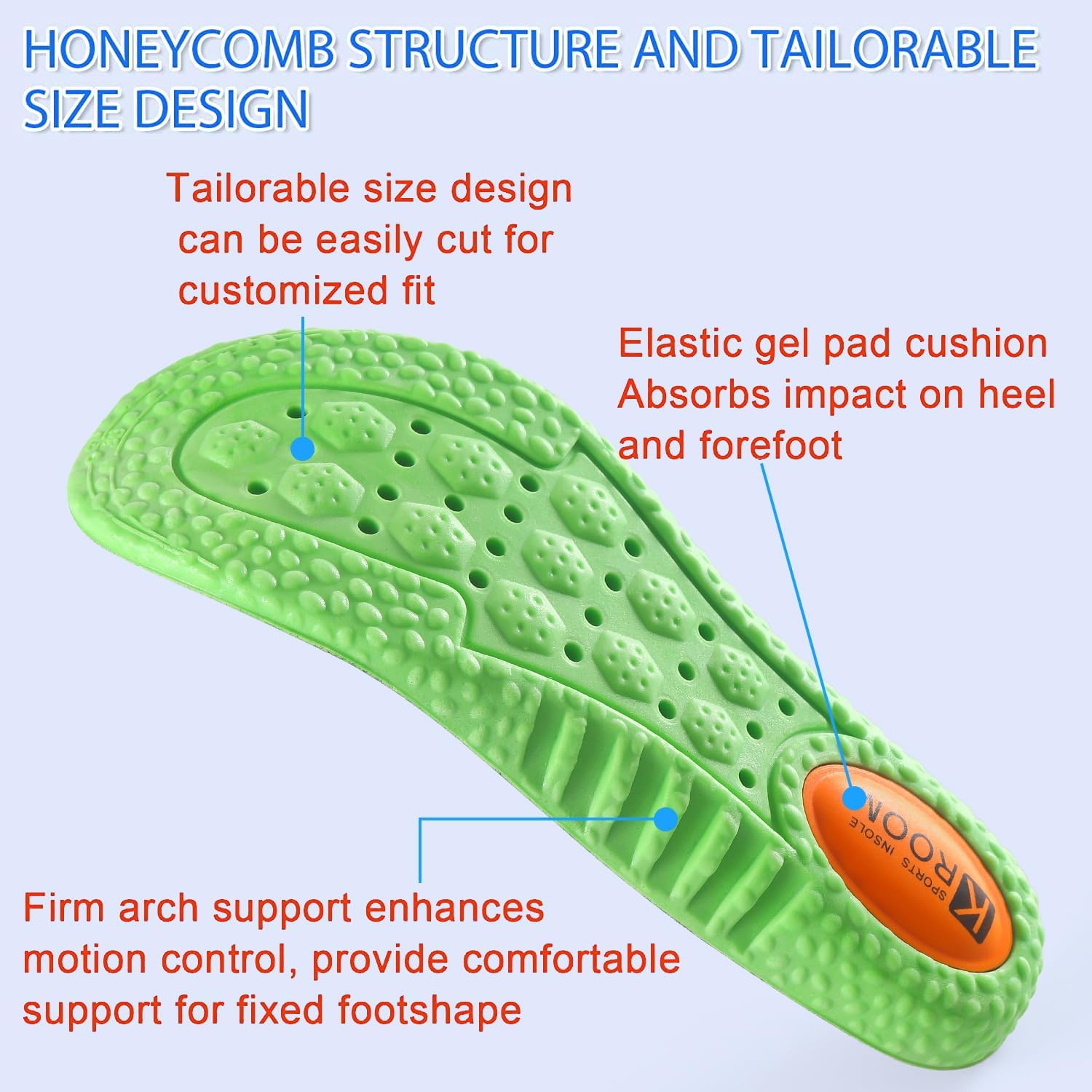 Plantillas de zapatos para hombres y mujeres, plantillas de espuma viscoelástica, cómodas plantillas de zapatos deportivos para absorción de golpes