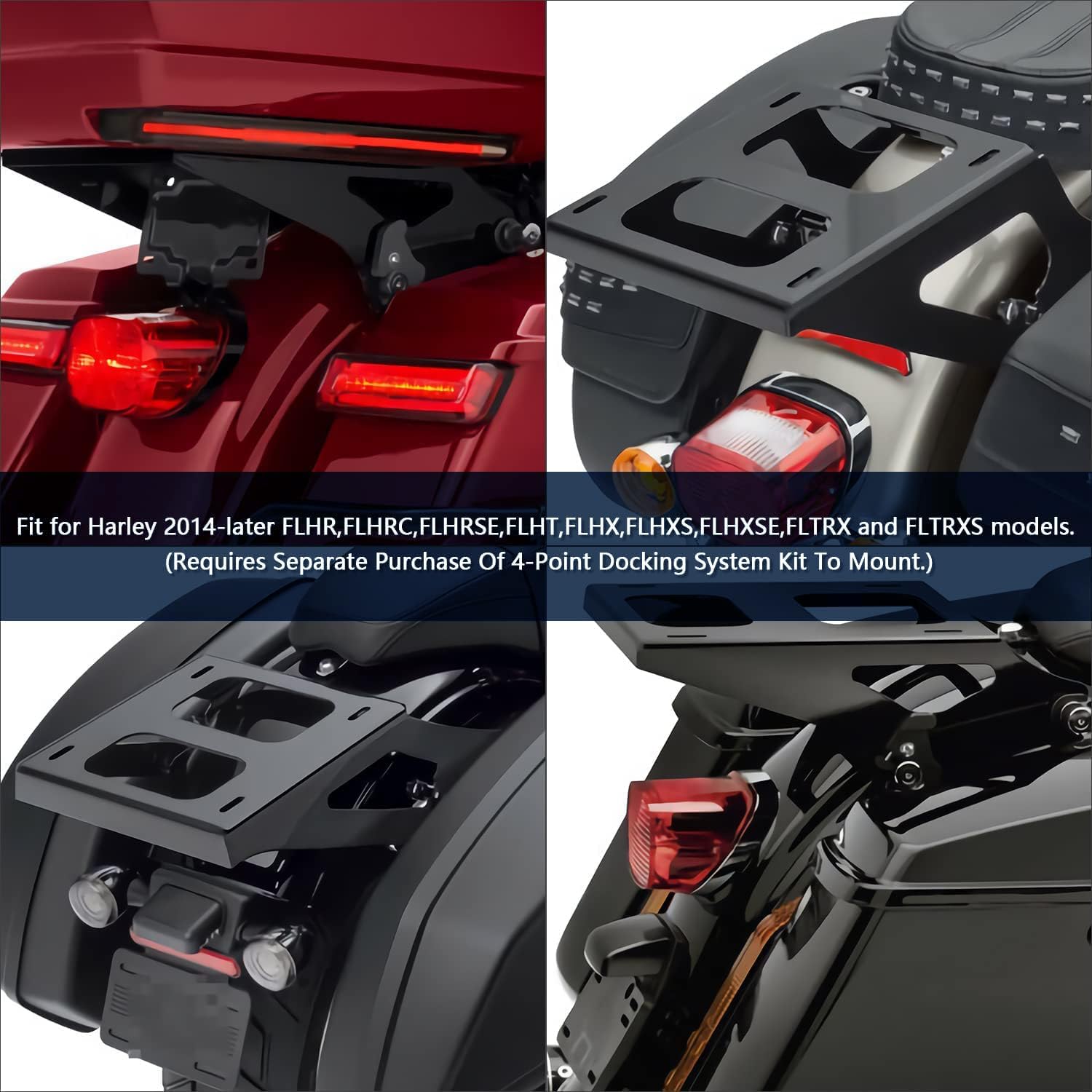 Soporte de paquete turístico, portaequipajes desmontable para Harley Tour Pak, compatible con Harley Davidson Touring Street GlideElectra GlideRoad