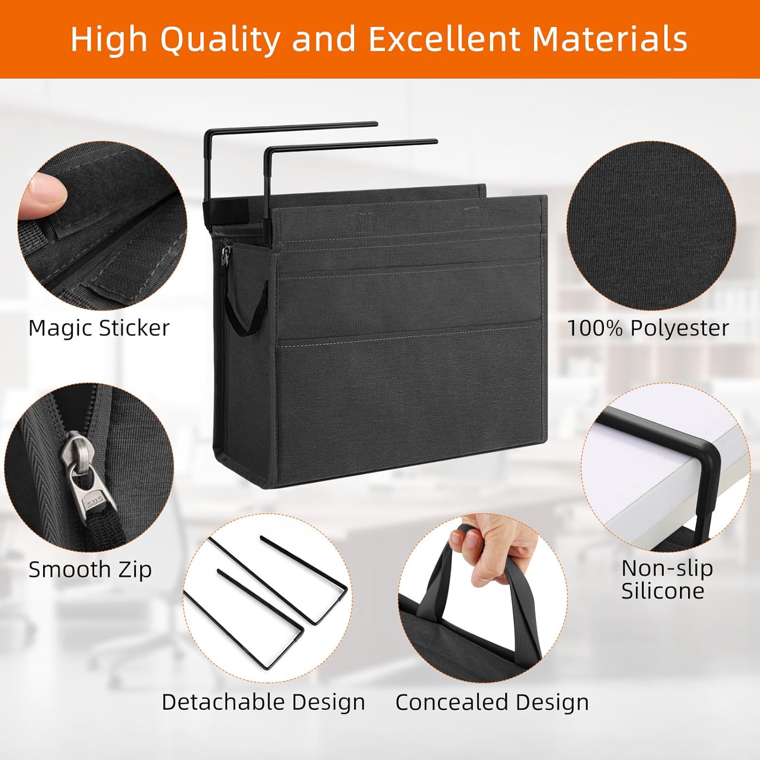 MASTLU Bolsa de almacenamiento para colgar debajo del escritorio, organizador de escritorio, bolsa de almacenamiento lateral de oficina, compatible