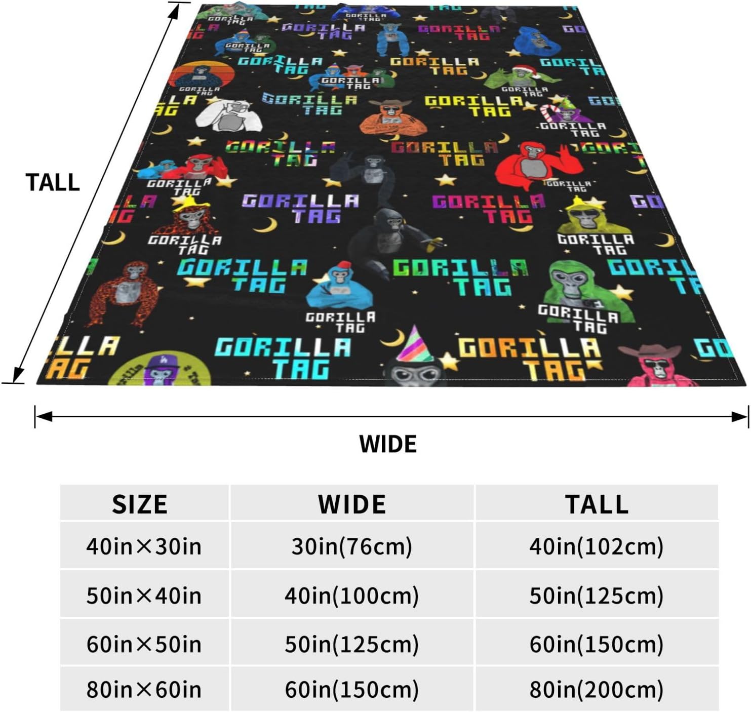 Gorilla Manta cálida y suave de gorila para cama, sofá, decoración de fiesta, juego, regalo de 50 x 40 pulgadas