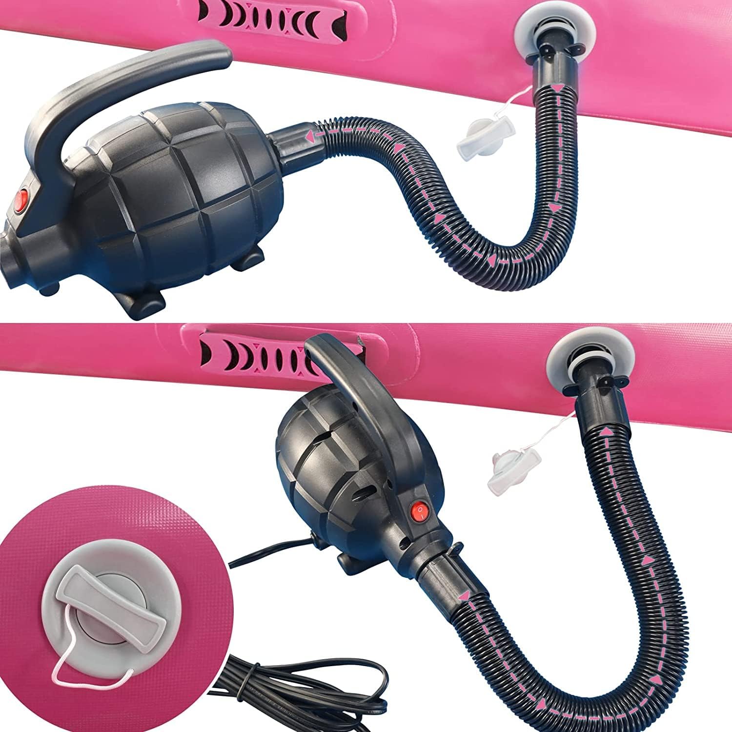 JINSPORT Colchoneta de gimnasia para acrobacias, 10131620 pies, con bomba de aire eléctrica, almohadilla gruesa inflable, equilibrio de choque de