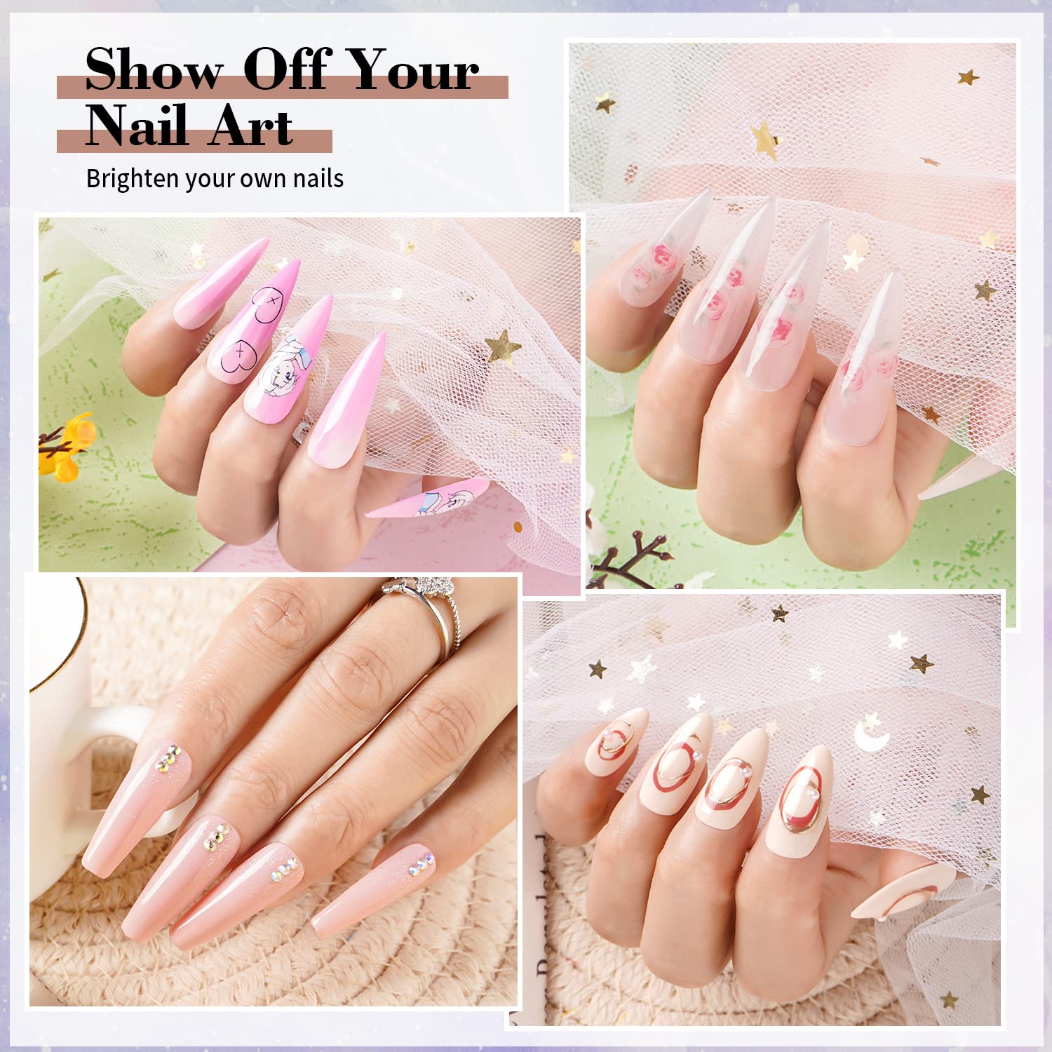 LanFo Juego de polvos acrílicos de 12 colores para uñas, polvo acrílico rosa, marrón, brillantina, polvo acrílico profesional, extensión de polvo de