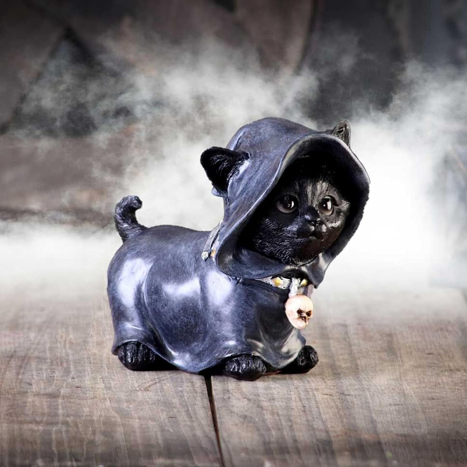 Adorno de gato mágico divertido de Halloween, adorno de resina para manualidades, decoración del hogar, decoración de escritorio, escultura facial