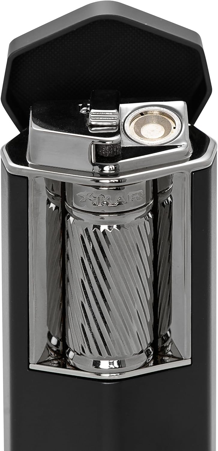 Xikar Meridian – Encendedor de cigarros con triple llama suave, potente, elegante, innovador, encendido fiable, barra de rodillo grande y fácil de