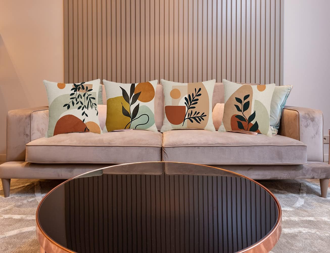 Menoeceus Juego de 4 fundas de almohada bohemias de 18 x 18 pulgadas, fundas de almohada abstractas, fundas de almohada geométricas tropicales,