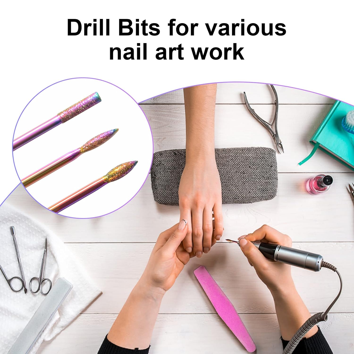 10 brocas de uñas Emery de 332 pulgadas para taladro de uñas (brocas para clavos) para uñas acrílicas, para manicura y pedicura para taladro